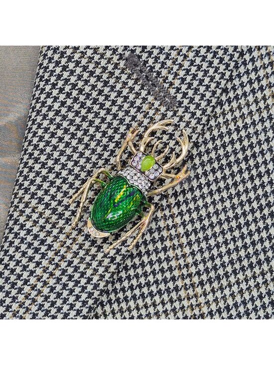 Unbranded Other - ⭐Emerald Green Enamel Beetle Insect Brooch Pin Sparkly Rhinestone Crystal Badge